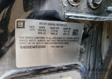 2012 Buick Lacrosse Premium from USA, damaged, VIN 1G4GD5E34CF220466